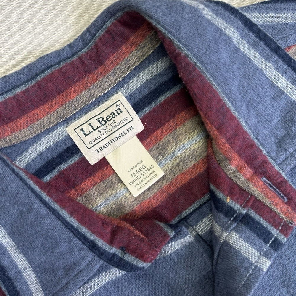 LL Bean Shirt Chamois Southwest Stripe Blanket Button Traditional Fit Men M Mult - Picture 4 of 9